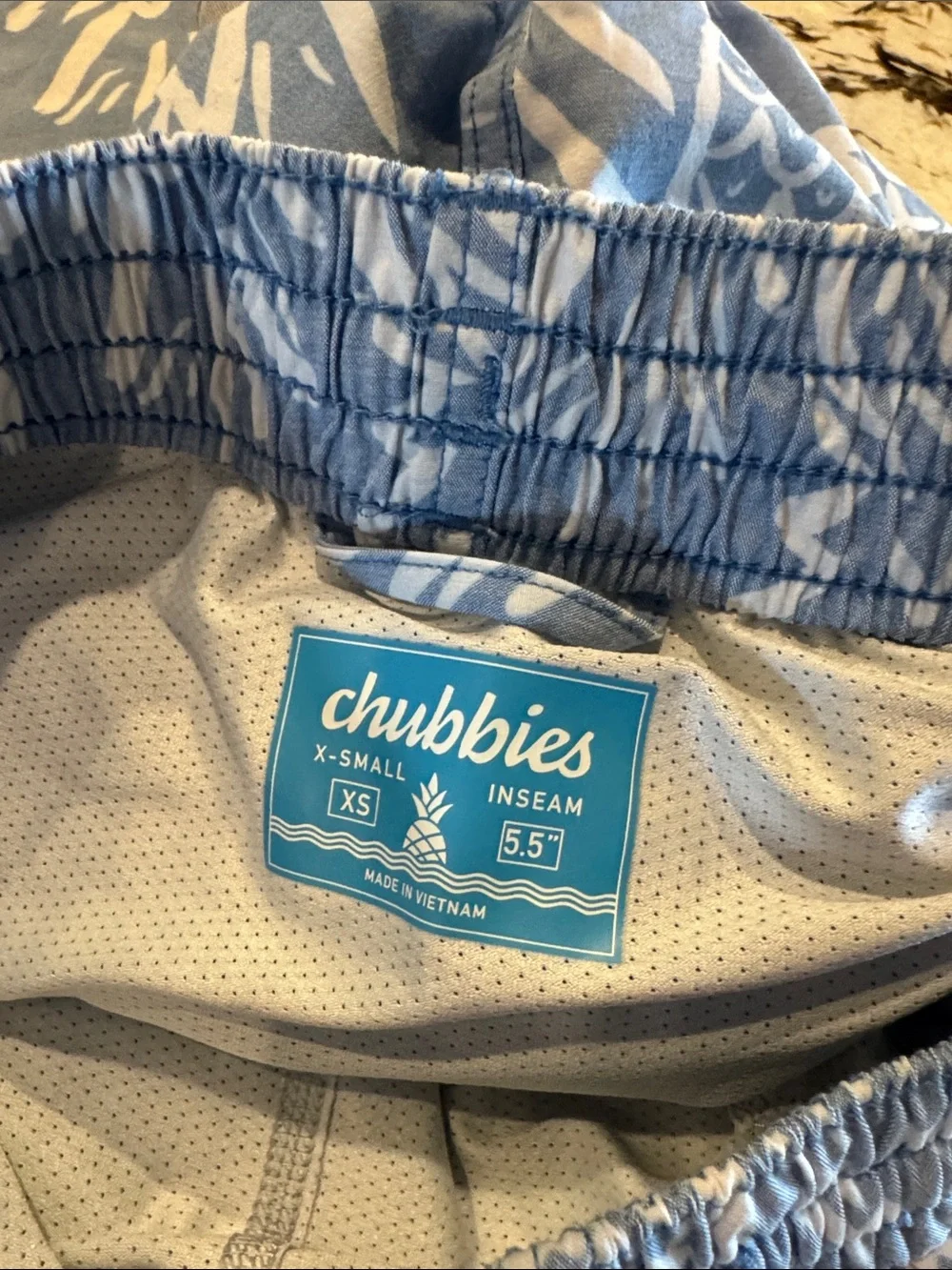 chubbies Light Blue Pineapple Print Swim Trunks